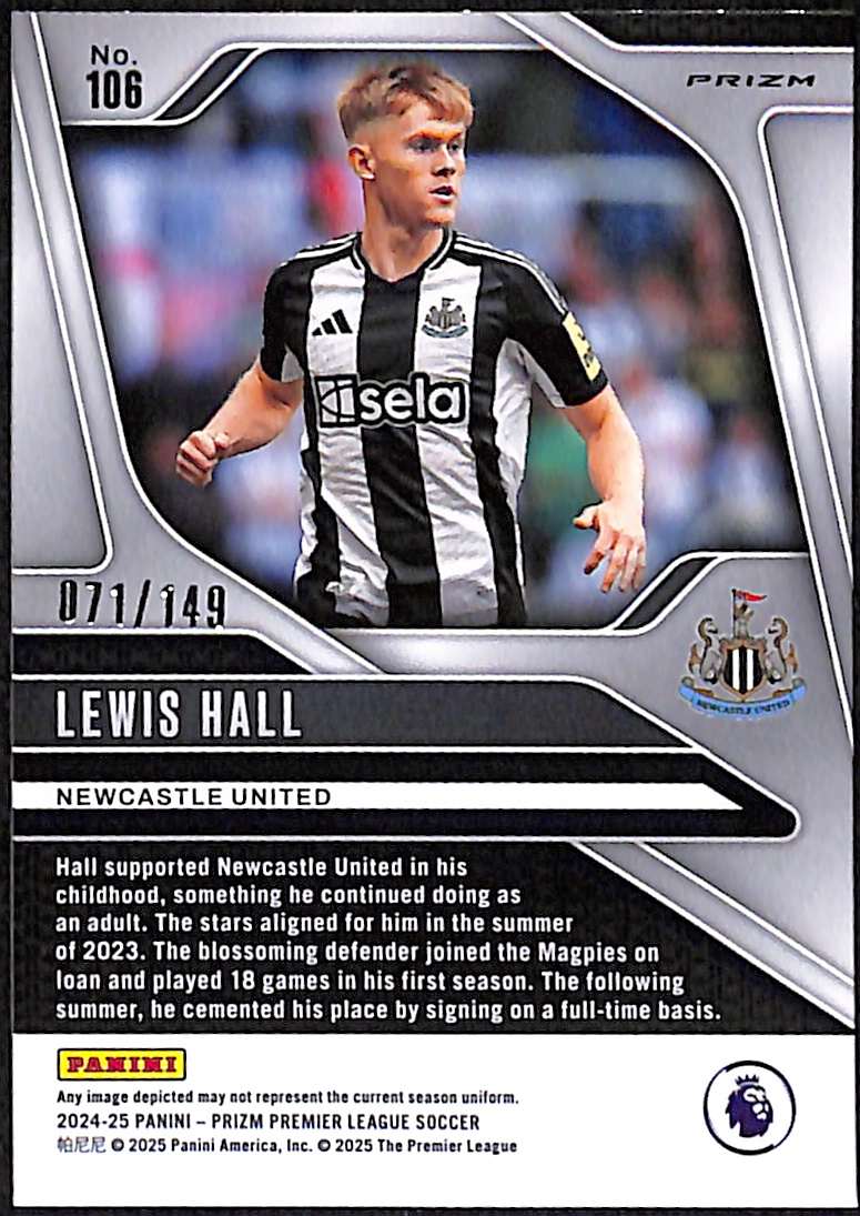 2024-25 Panini Prizm Premier League Breakaway Pink Card 106 Lewis Hall 71/149 - Image 2
