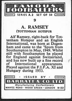 Barratt & Co Footballers Series A2 #9 Alf Ramsey back