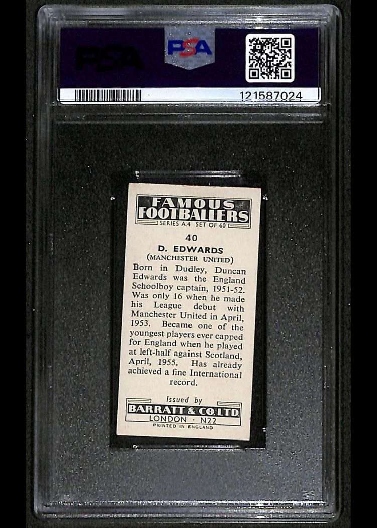 Duncan Edwards A4 PSA 6 reverse side