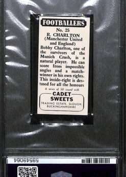 Cadet Sweets Footballers #25 Bobby Charlton PSA 9 back