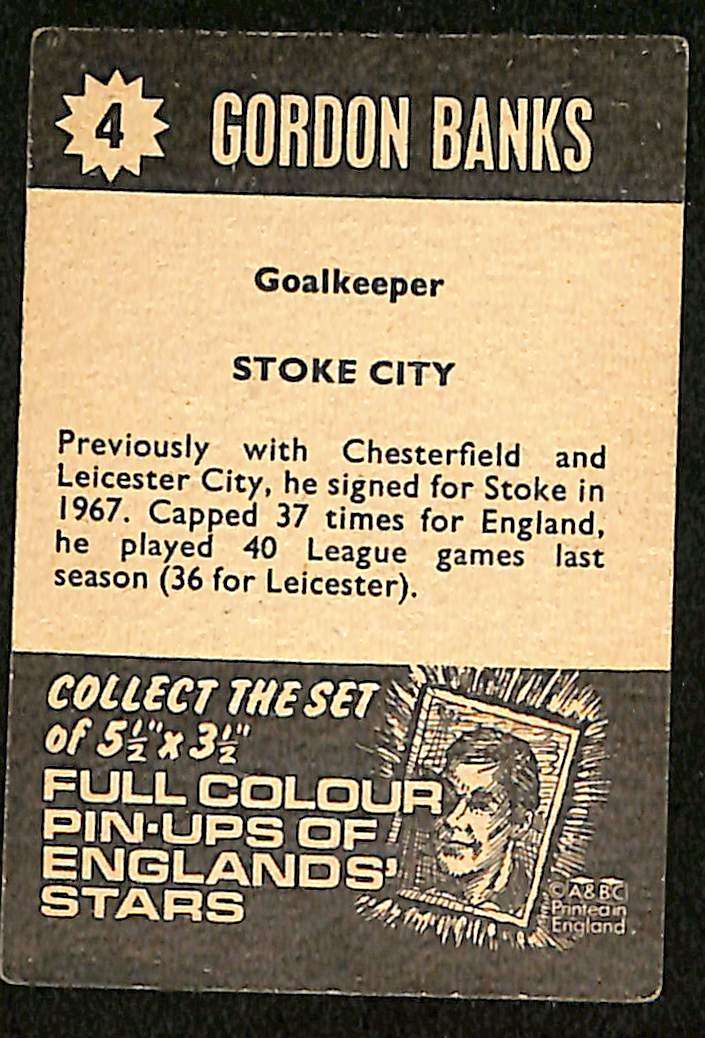 A&BC Star Players #4 Gordon Banks Stoke City back