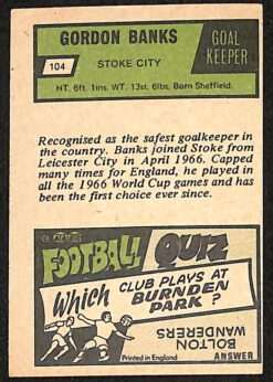 A and BC Footballers Green Back #104 Gordon Banks back