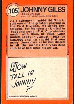 A&BC Footballers Orange Red Back 105 Johnny Giles Leeds United back