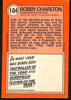 A&BC Red Backs #104 Bobby Charlton back
