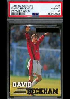 Merlin Premier Gold #92 David Beckham PSA 8 Rookie Card cert # 148340092