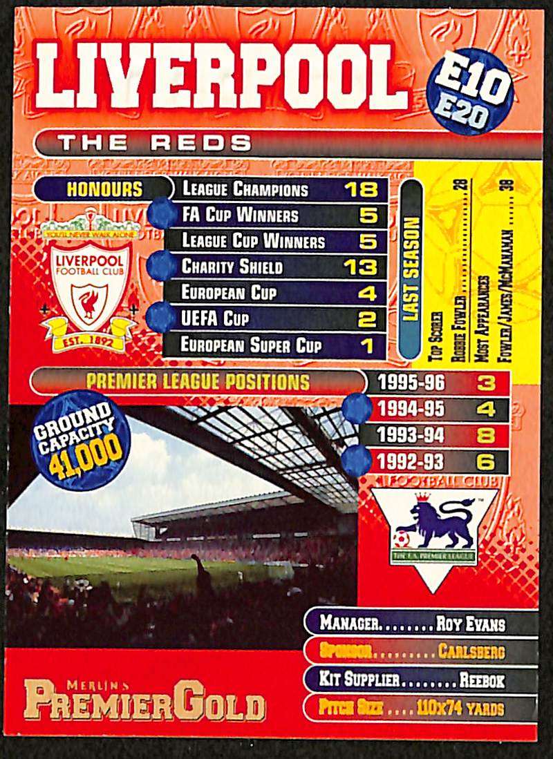 Merlin Premier Gold E10 Liverpool Badge back