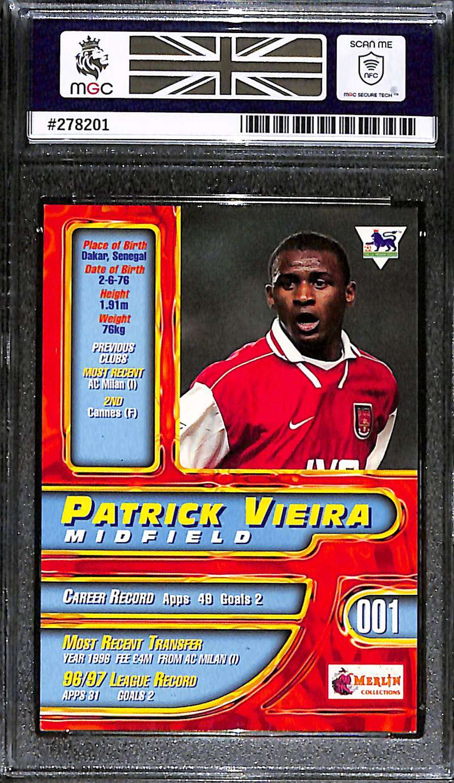 Merlin Premier Gold #1 Patrick Vieira MGC 7 back