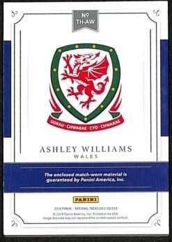 Panini National Treasures Soccer Treasured Threads Match Worn Patch #TH-AW Ashley Williams 36 of 99 back