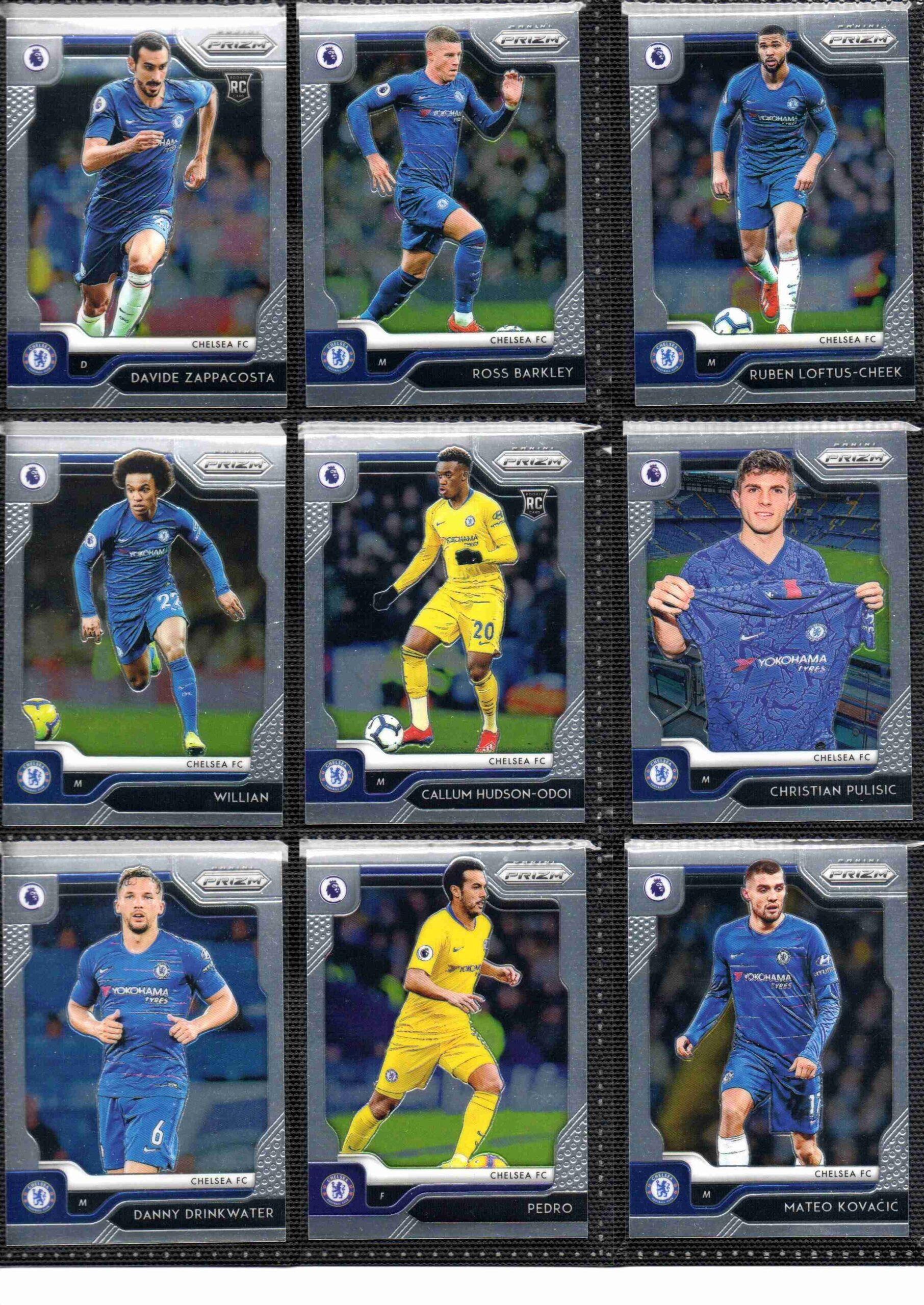 2019‑20 Panini Prizm Premier League Chelsea team set card fronts page 2 with player images