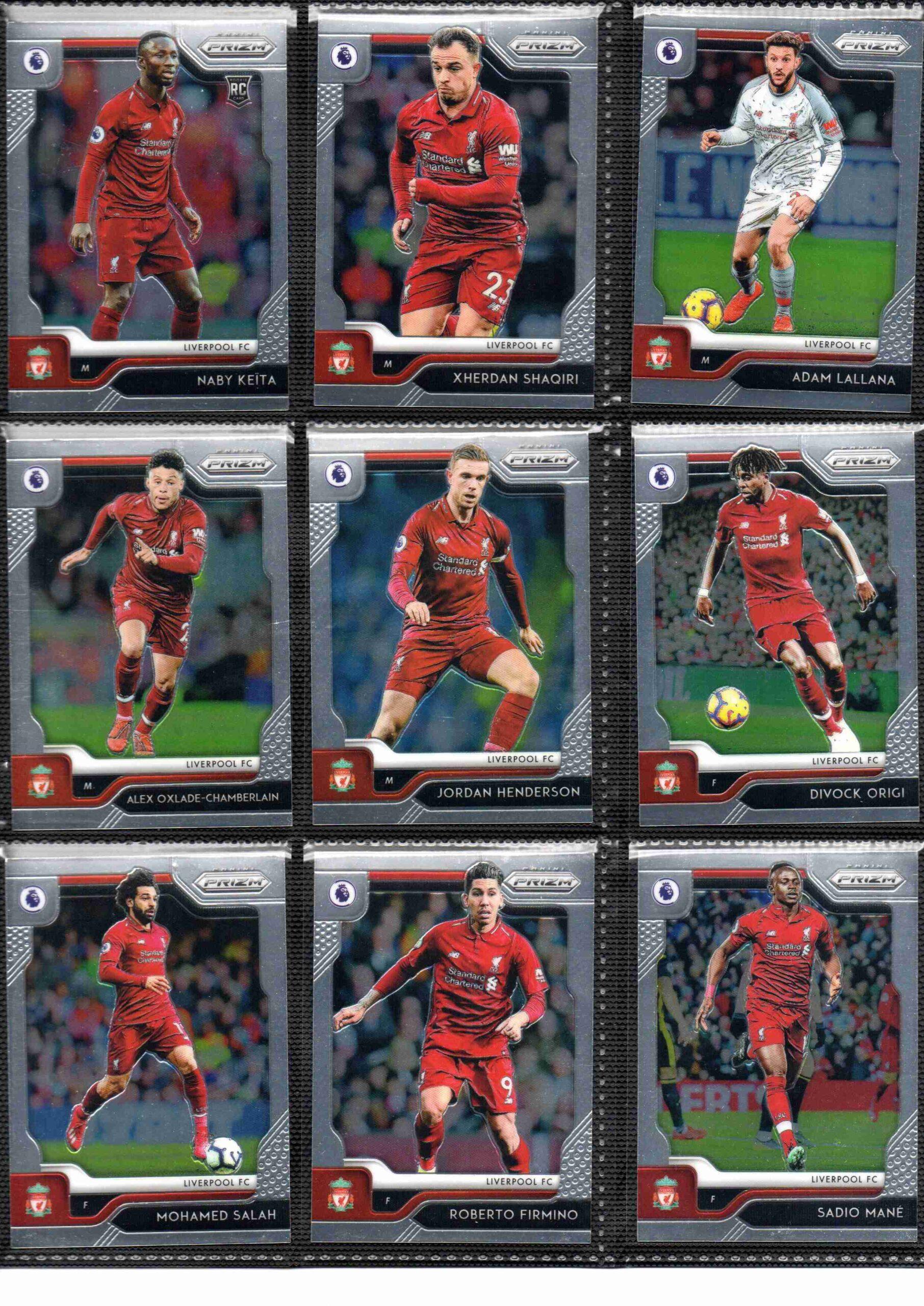 2019‑20 Panini Prizm Premier League Liverpool team set card fronts page 2 with player images