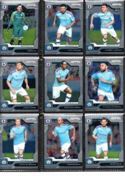 2019‑20 Panini Prizm Premier League Manchester City team set card fronts page 1 with player images