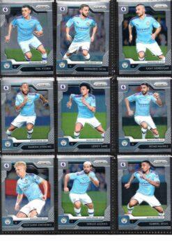 2019‑20 Panini Prizm Premier League Manchester City team set card fronts page 2 with player images