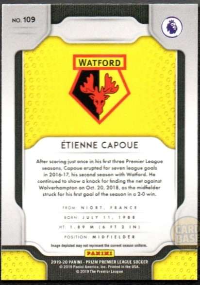 Etienne Capoue #109 - Watford Panini Prizm Base Card 2019-20 - Image 2