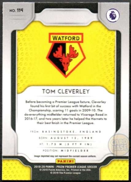 Tom Cleverley #114 - Watford Panini Prizm Base Card 2019-20 - Image 2