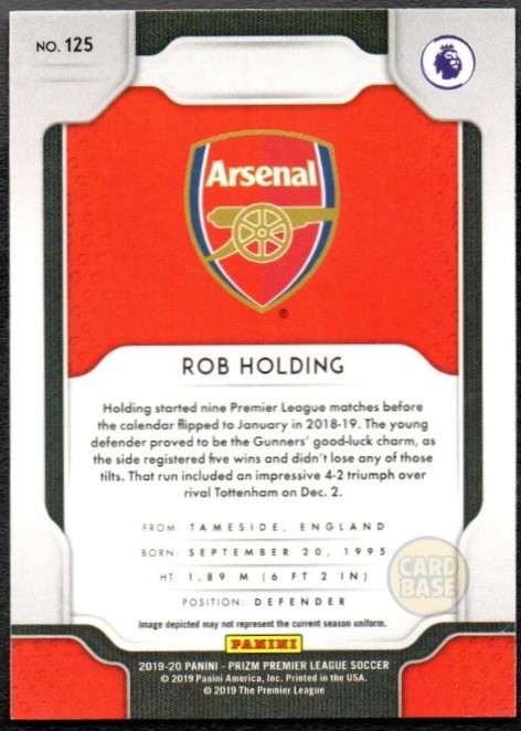 Rob Holding #125 - Arsenal Panini Prizm Base Card 2019-20 - Image 2