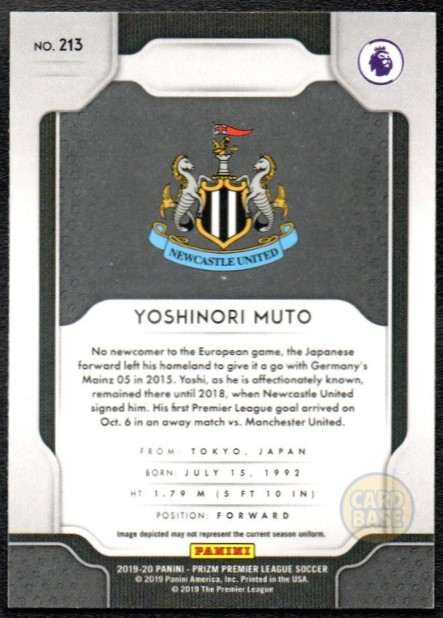 Yoshinori Muto #213 - Newcastle United Panini Prizm Base Card 2019-20 - Image 2