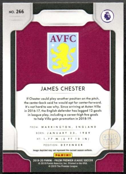 James Chester #266 - Aston Villa Panini Prizm Base Card 2019-20 - Image 2