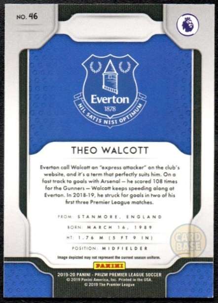Theo Walcott #46 - Everton Panini Prizm Base Card 2019-20 - Image 2