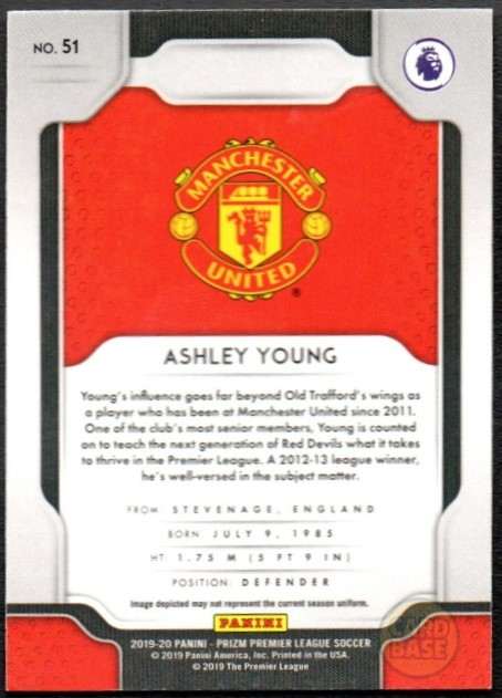 Ashley Young #51 - Manchester United Panini Prizm Base Card 2019-20 - Image 2