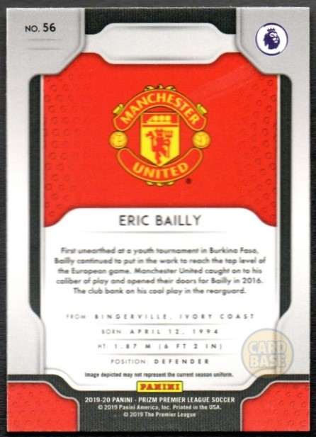 Eric Bailly #56 - Manchester United Panini Prizm Base Card 2019-20 - Image 2