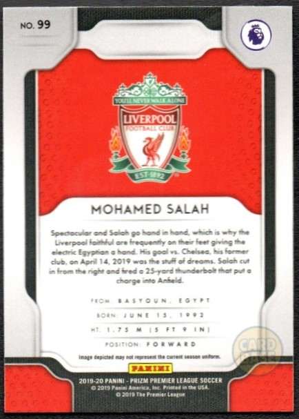 Mohamed Salah #99 - Liverpool FC Panini Prizm Base Card 2019-20 - Image 2
