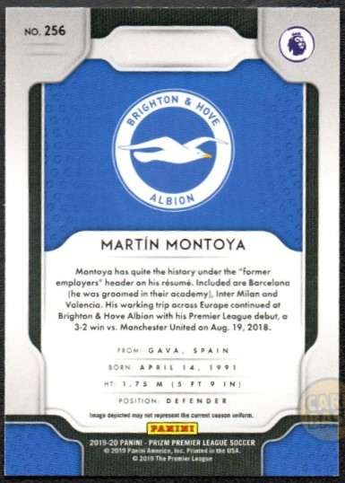 Martin Montoya #256 - Brighton Panini Prizm Base Card 2019-20 - Image 2