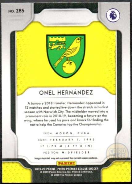 Onel Hernandez #285 - Norwich City Panini Prizm Base Card 2019-20 - Image 2