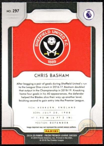 Chris Basham #297 - Sheffield United Panini Prizm Base Card 2019-20 - Image 2