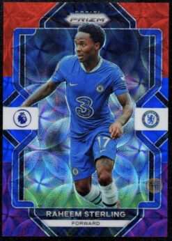 2022-23 Panini Prizm EPL Red Blue Purple Choice Card 114 Raheem Sterling 1/15
