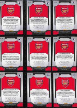 2019‑20 Panini Prizm Premier League Arsenal team set card backs page 2 with badge and stats