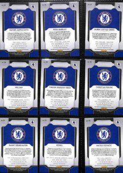 2019‑20 Panini Prizm Premier League Chelsea team set card backs page 2 with badge and stats