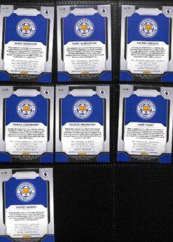 2019-20 Panini Prizm Premier League Leicester City team set card backs page 2 with badge and stats