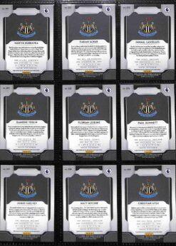 2019-20 Panini Prizm Premier League Newcastle United team set card backs page 1 with badge and stats
