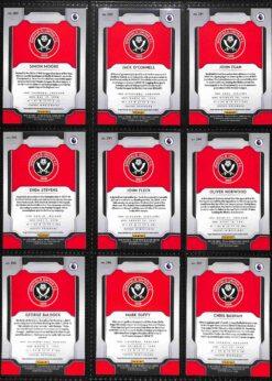 2019-20 Panini Prizm Premier League Sheffield United team set card backs page 1 with badge and stats