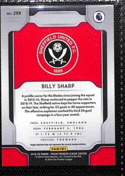 2019-20 Panini Prizm Premier League Sheffield United team set card backs page 2 with badge and stats