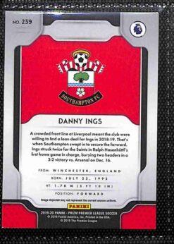 2019-20 Panini Prizm Premier League Southampton team set card backs page 2 with badge and stats