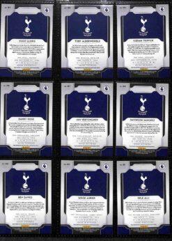 2019-20 Panini Prizm Premier League Tottenham Hotspur team set card backs page 1 with badge and stats