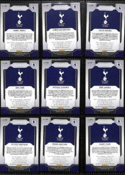 2019-20 Panini Prizm Premier League Tottenham Hotspur team set card backs page 2 with badge and stats