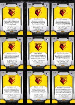 2019-20 Panini Prizm Premier League Watford team set card backs page 1 with badge and stats