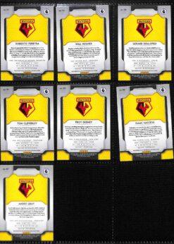 2019-20 Panini Prizm Premier League Watford team set card backs page 2 with badge and stats