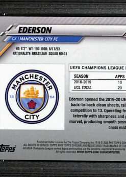 Topps Chrome UCL Blue Bubbles #89 Ederson PSA 10 back
