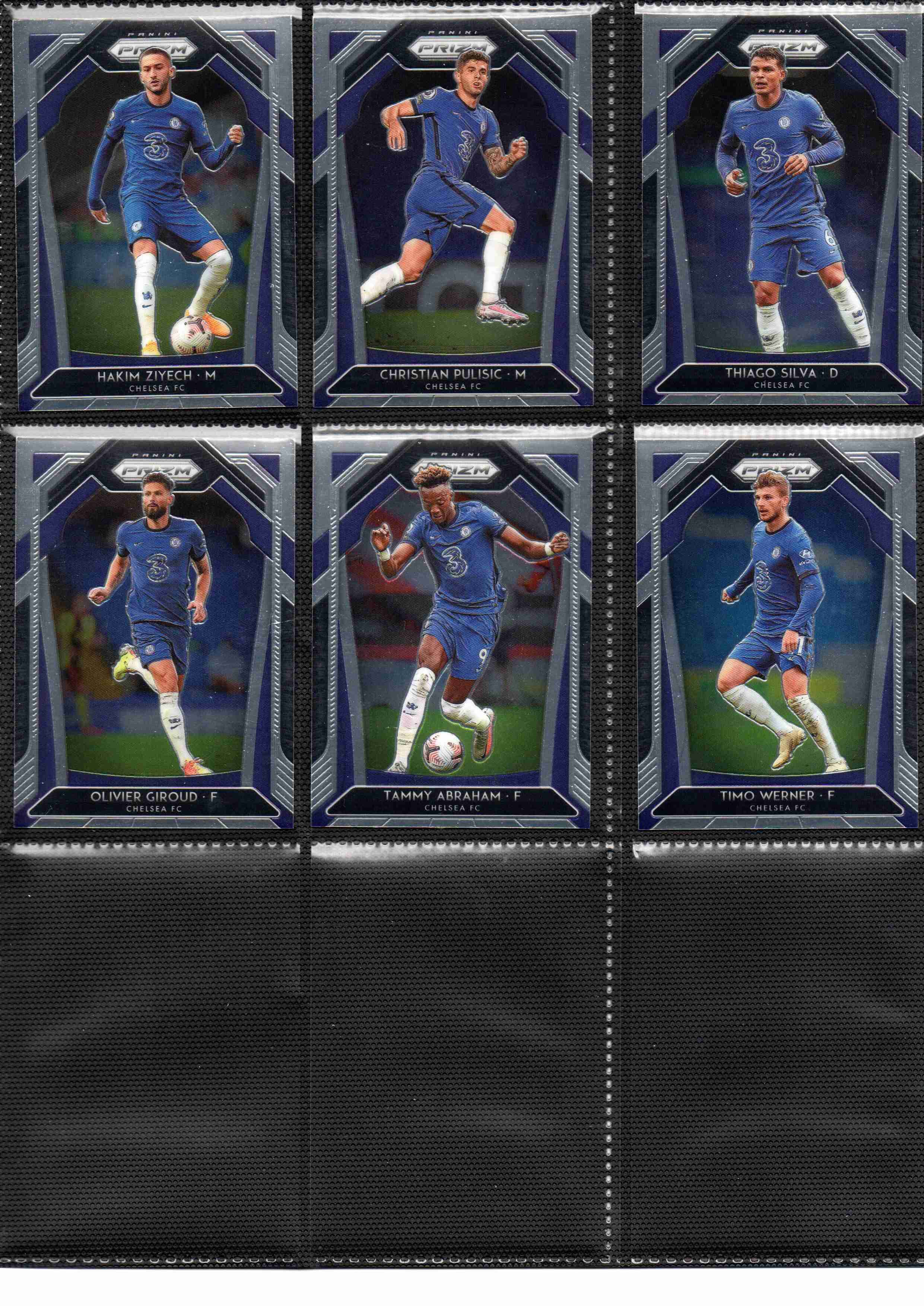 2020‑21 Panini Prizm Premier League Chelsea team set card fronts page 2 with player images