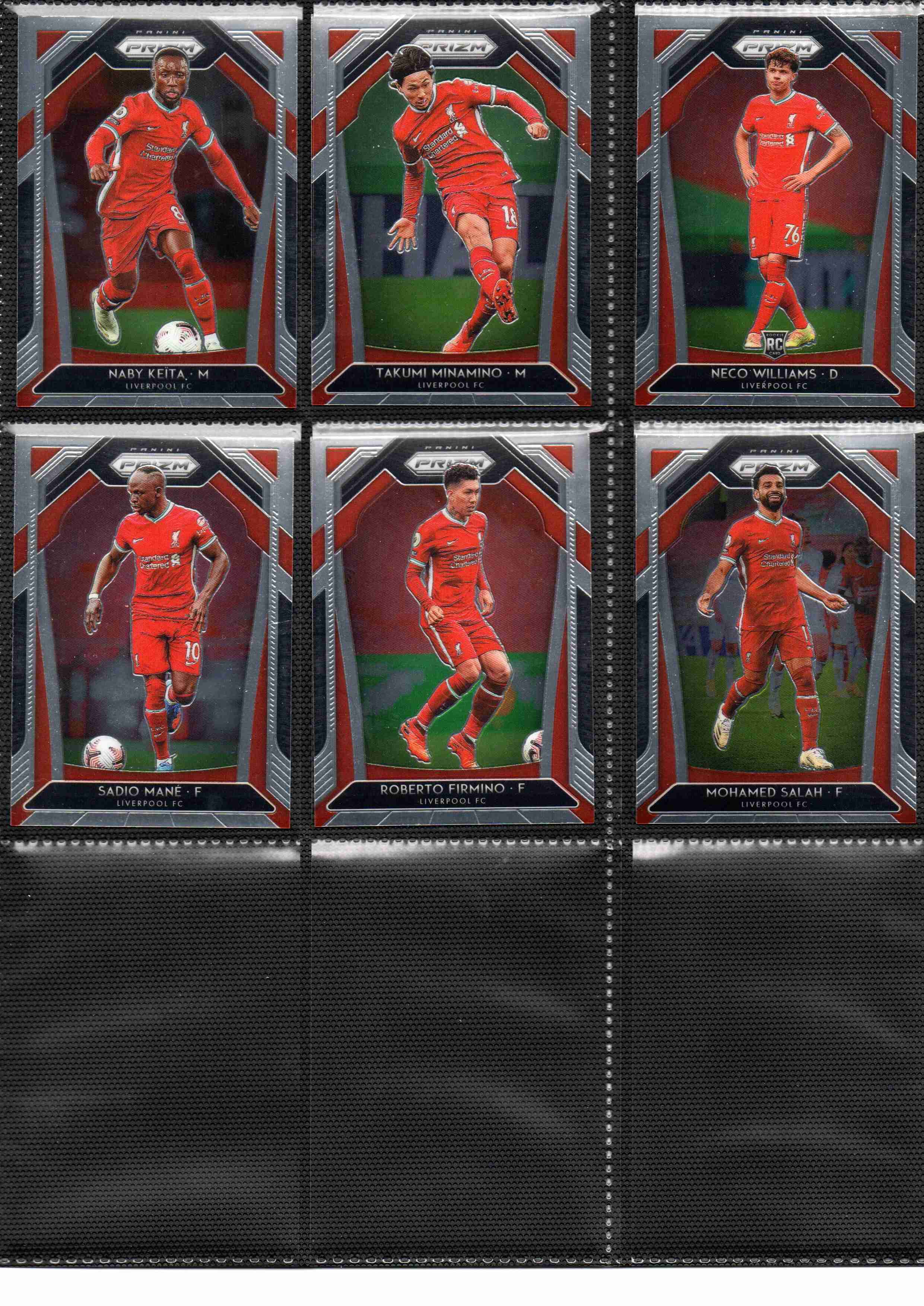 2020‑21 Panini Prizm Premier League Liverpool team set card fronts page 2 with player images