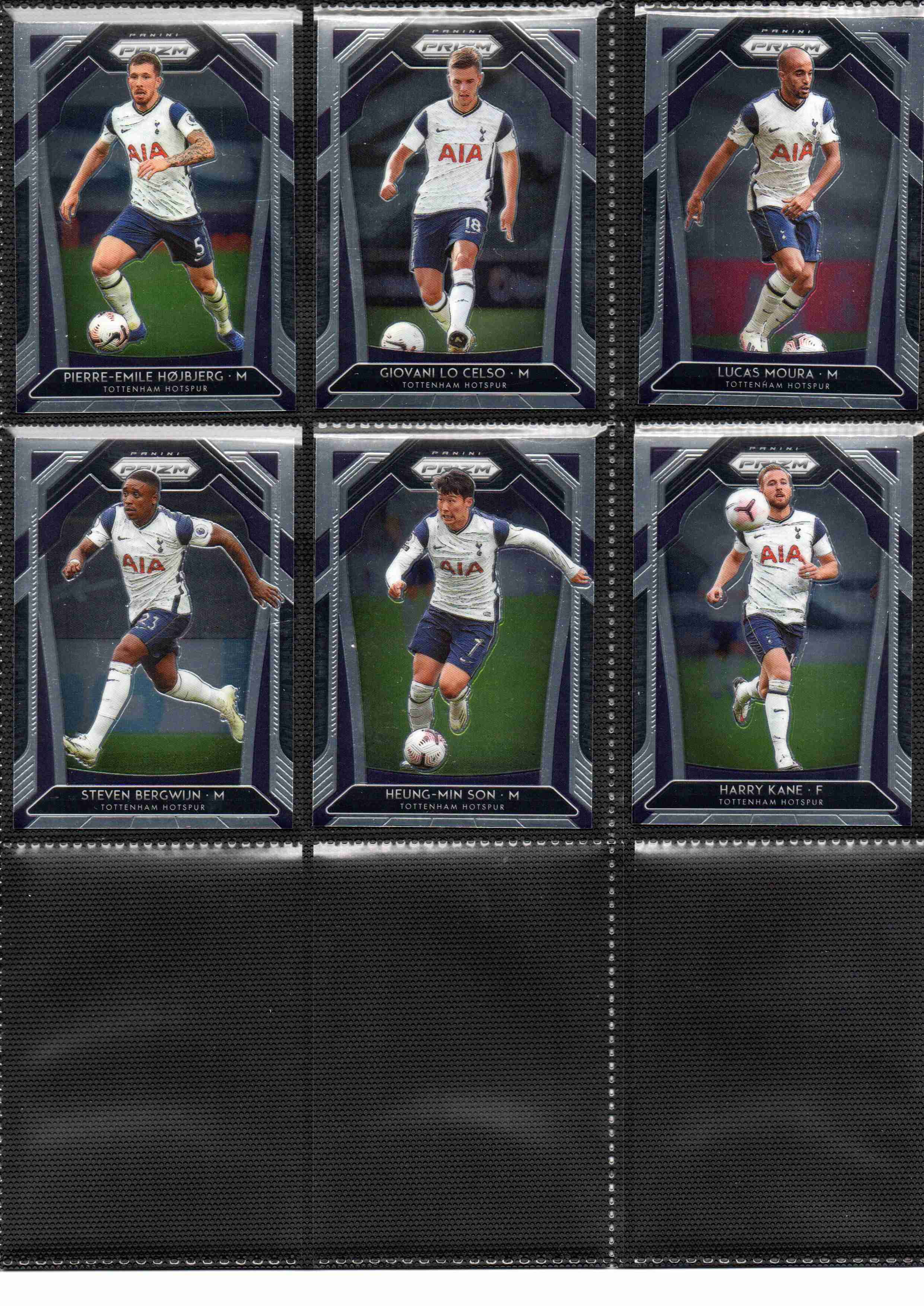 2020‑21 Panini Prizm Premier League Tottenham Hotspur team set card fronts page 2 with player images