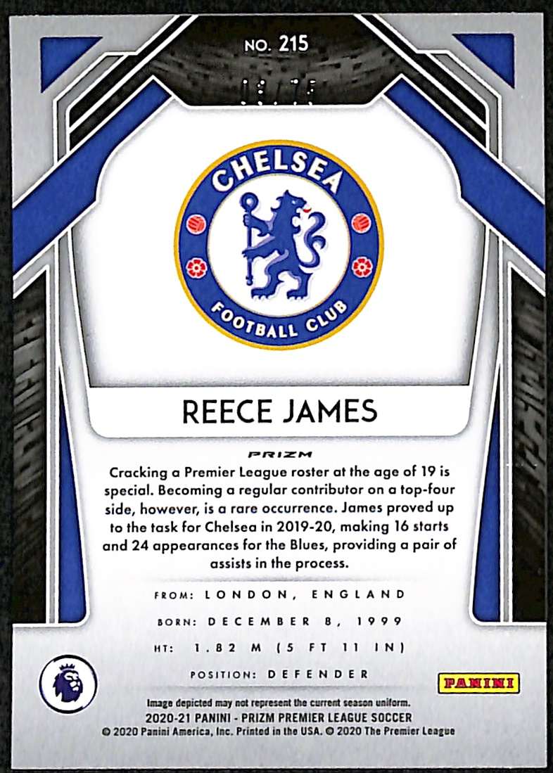 2020-21 Panini Prizm Premier League Blue Ice Card 215 Reece James 3/75 - Image 2