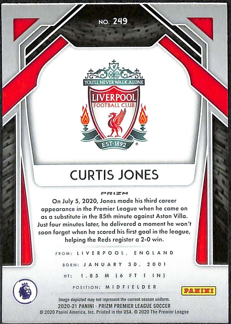 2020-21 Panini Prizm Premier League Red Ice Card 249 Curtis Jones - Image 2