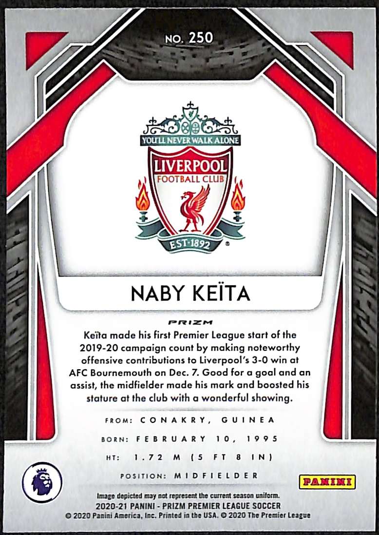 2020-21 Panini Prizm Premier League Red Ice Card 250 Naby Keita - Image 2