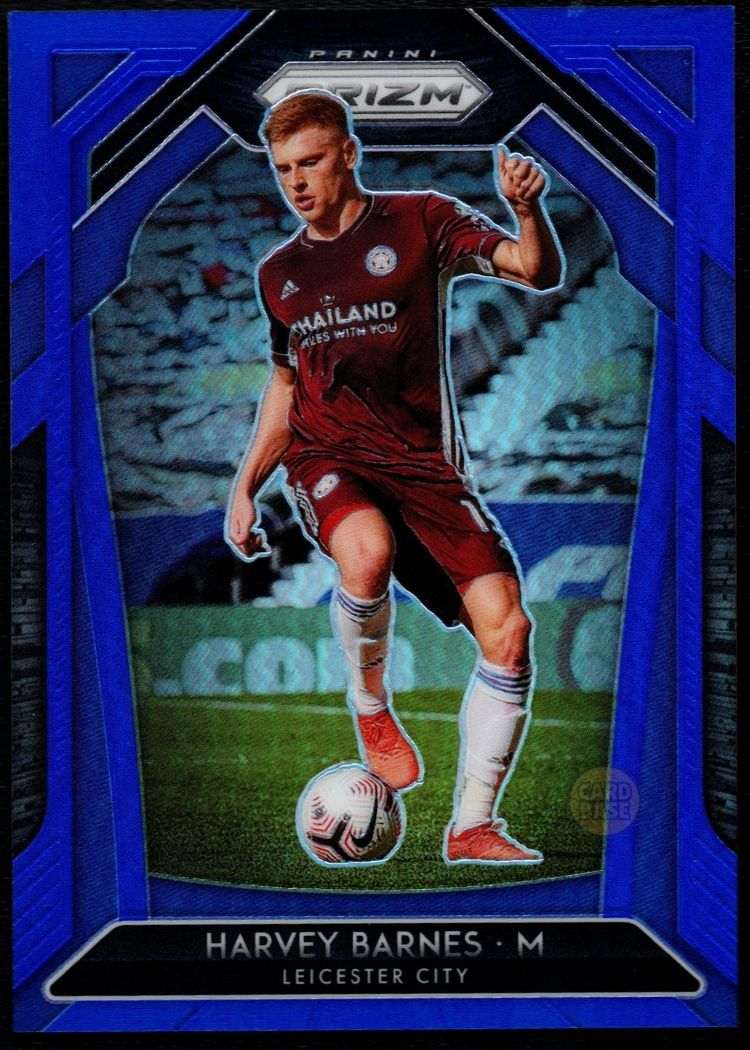 2020-21 Panini Prizm Premier League Blue Prizm Card 130 Harvey Barnes 36/199