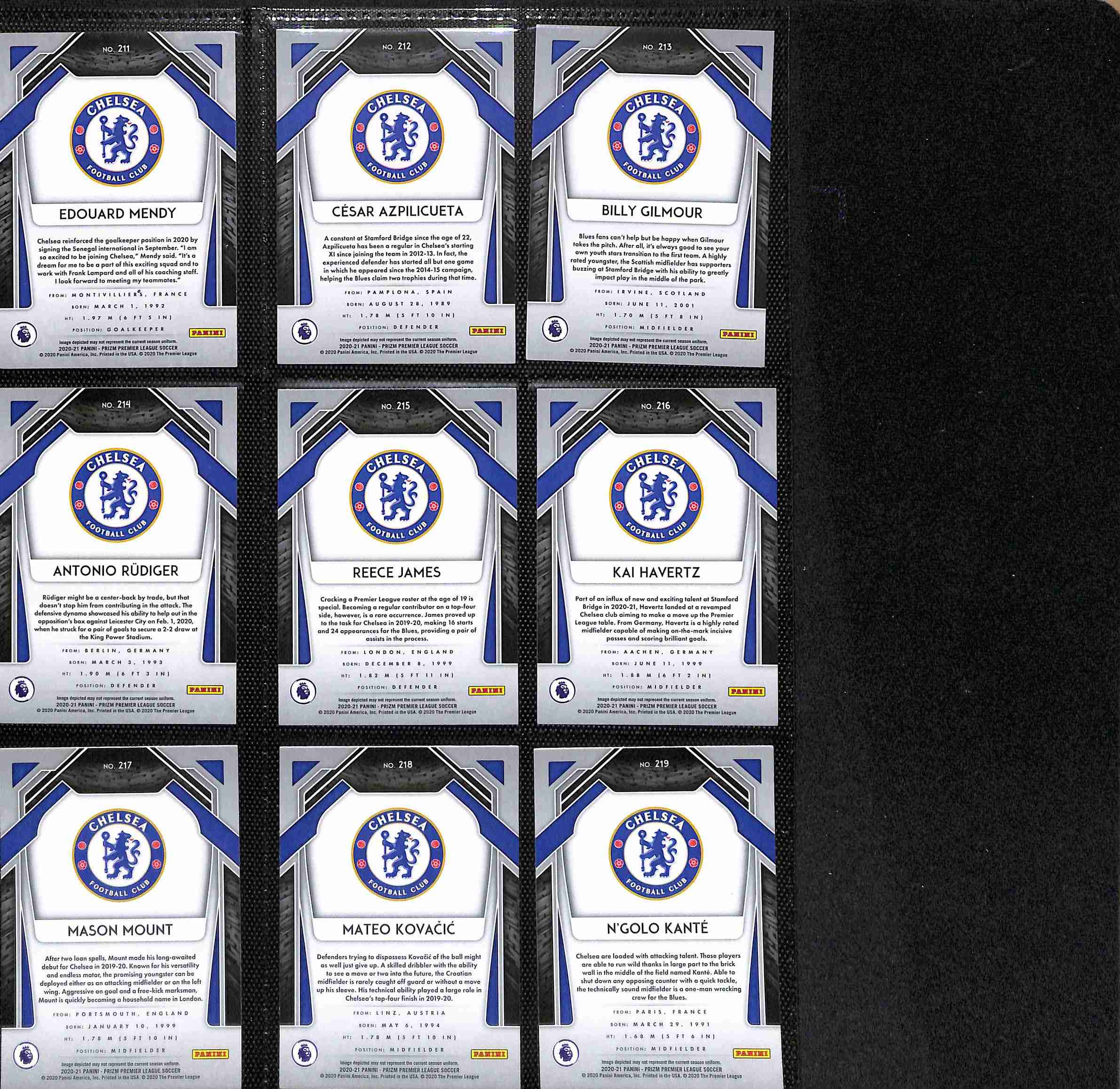 Chelsea 2020-21 Premier League Team Set - Panini Prizm Page 1