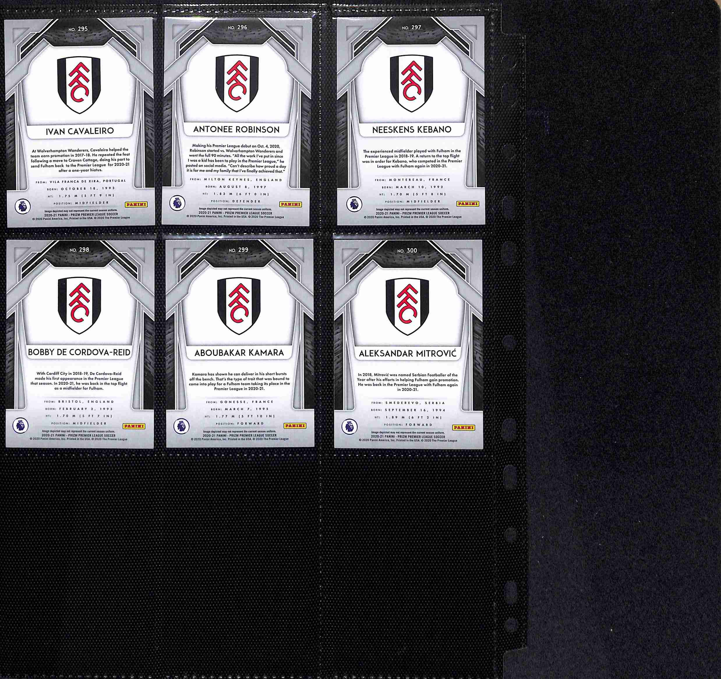 Fulham 2020-21 Premier League Team Set - Panini Prizm Page 2